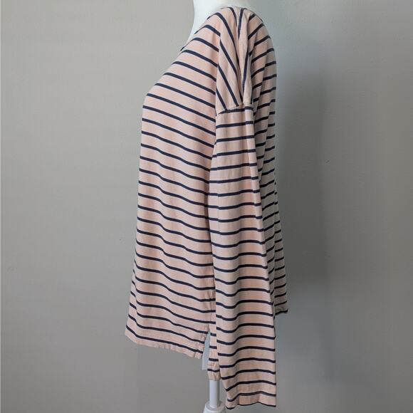 Current/Elliott The Breton Tee Cream & Navy Striped Long Sleeve T-Shirt Small - Picture 3 of 8